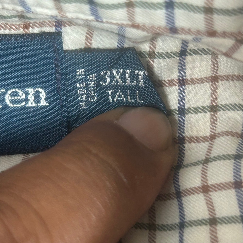 Ralph Lauren Classic Fit 3XLT Tall Button Down Shirt White Blue Brown Check 1797 - Picture 6 of 8